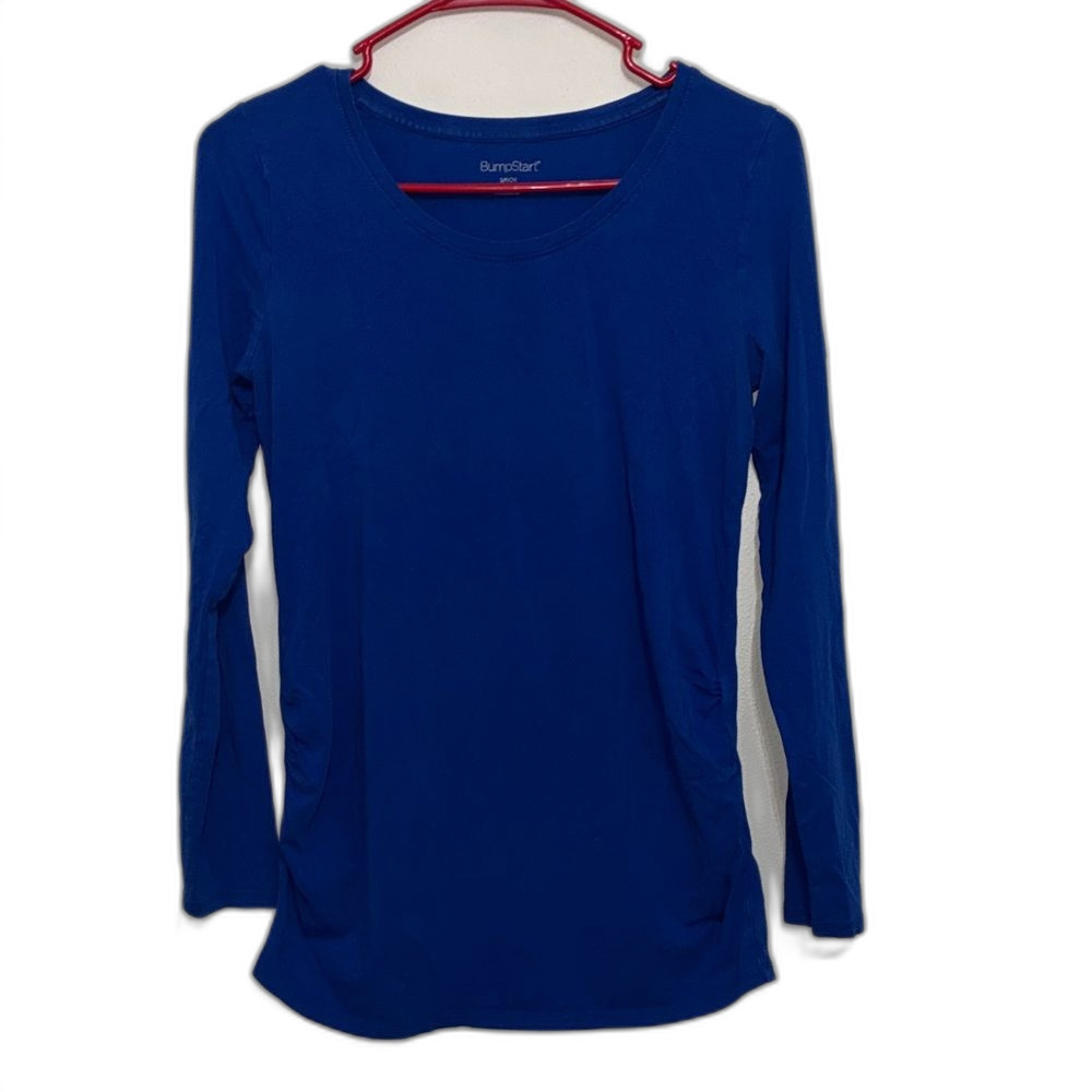 BumpStart Maternity Long‑Sleeve Top – Blue, Size S
